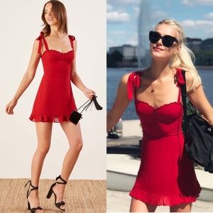 Reformation Christine Ruffle Detail Mini Dress